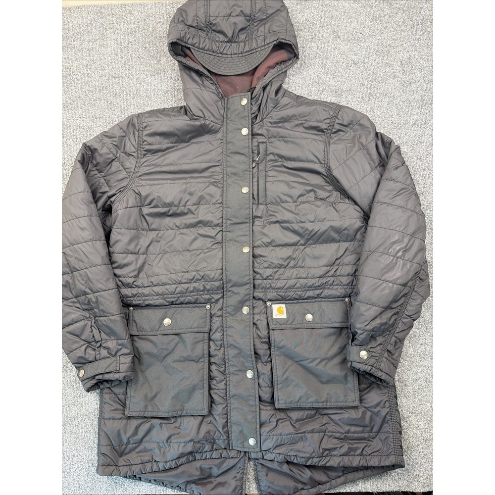 Carhartt‎ Women's Amoret Quilted Puffy Winter Jacket Size Large - Black Long